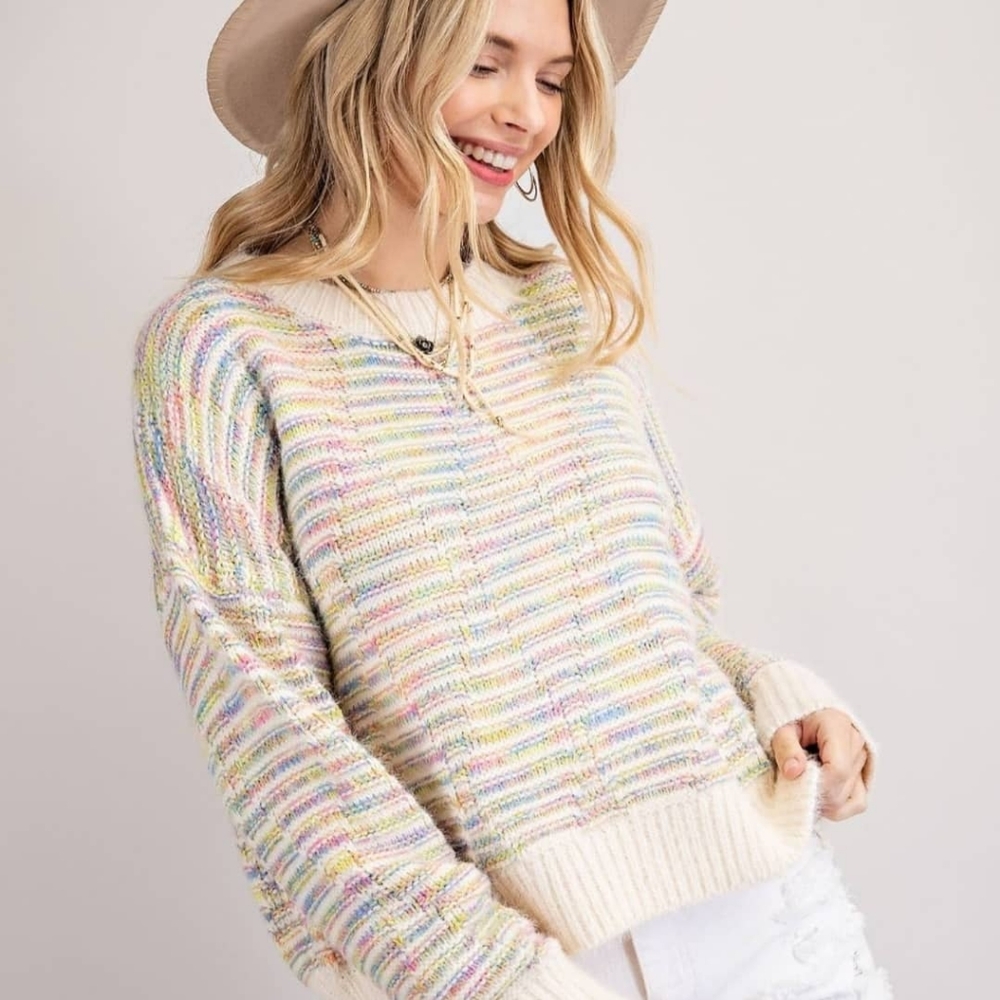 143 Story Multi Colored Pinstripe Sweater